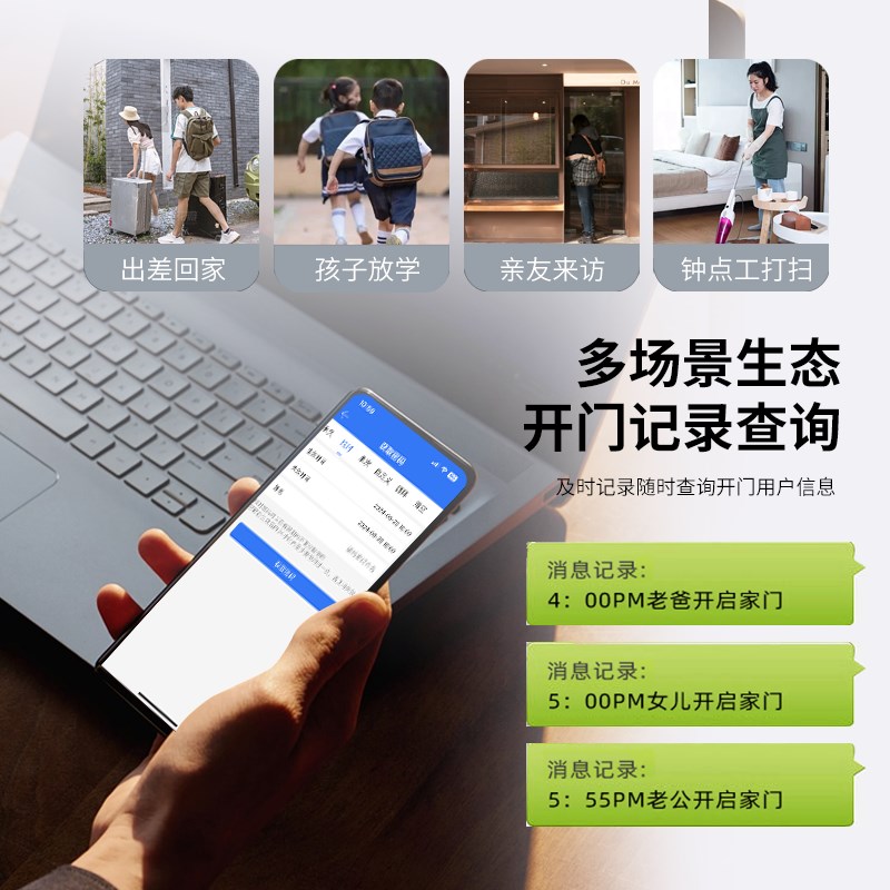 通通锁指纹锁家用室内木门密码锁智能电子锁民宿公寓铝合金远程锁