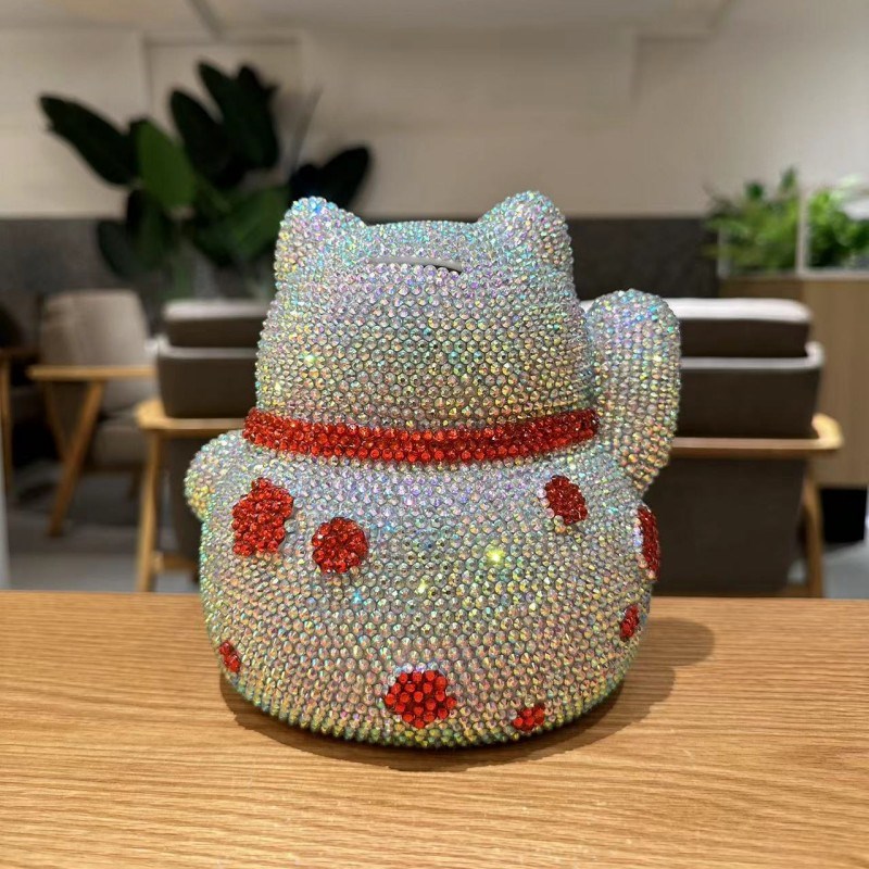 手工贴钻招财猫DIY满钻发财猫开业店铺摆件储蓄罐粘钻公仔送礼品