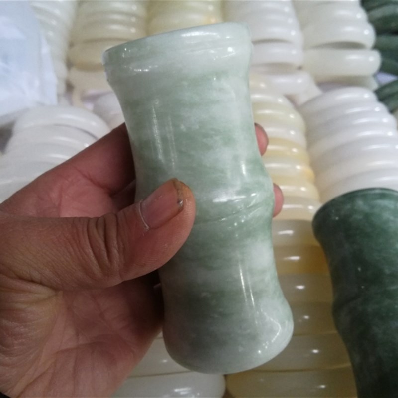 天然阿富汗玉笔筒玉石笔筒桌面摆件简约家居饰品白玉笔筒摆件复古