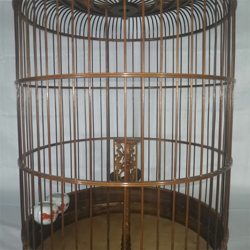 包邮百灵鸟笼竹制百灵专用鸟笼紫色竹成品发货全套手工制作加密顶图片