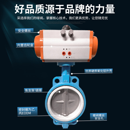 气动四氟对夹蝶阀D671F-1 耐腐蚀耐高温不锈钢板DN50 65 80 100