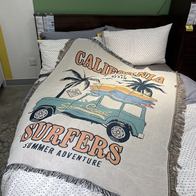 椰岛时光夏日风情冲浪复古装饰挂毯装饰毯沙发毯盖毯床毯针织毛毯
