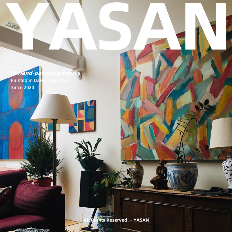 YASAN 纯手绘无框画走廊玄关抽象油画客厅挂画大幅背景墙画可定制