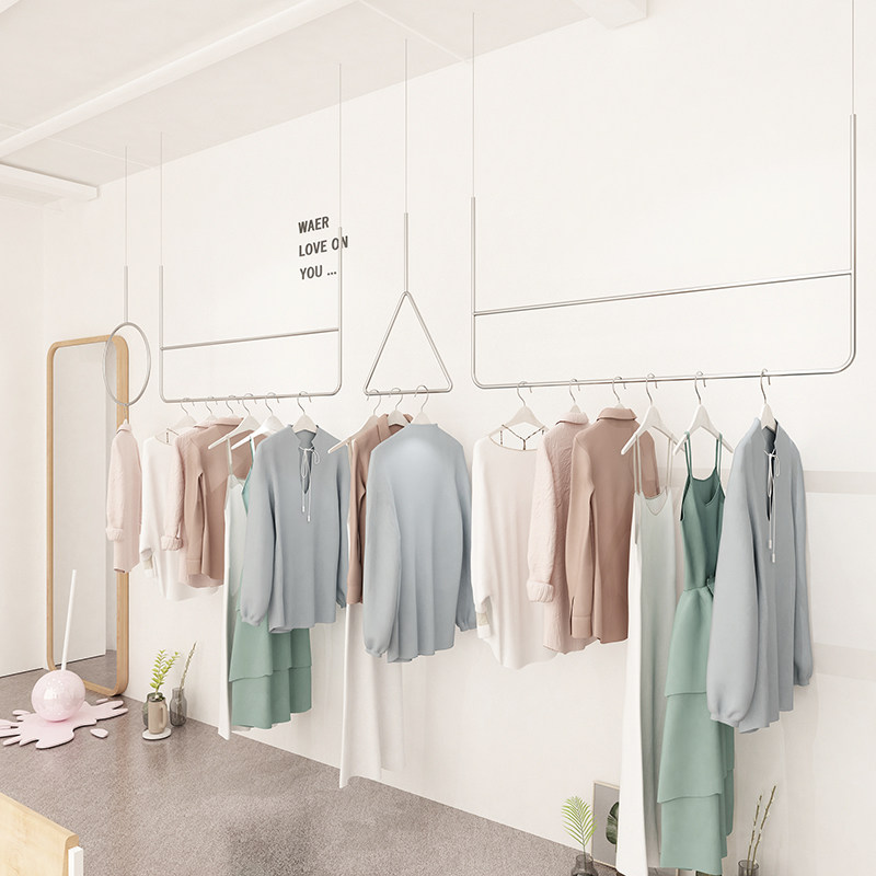 铁艺服装店挂衣架悬挂展示架服装架吊顶挂衣服女装店陈列上墙货架