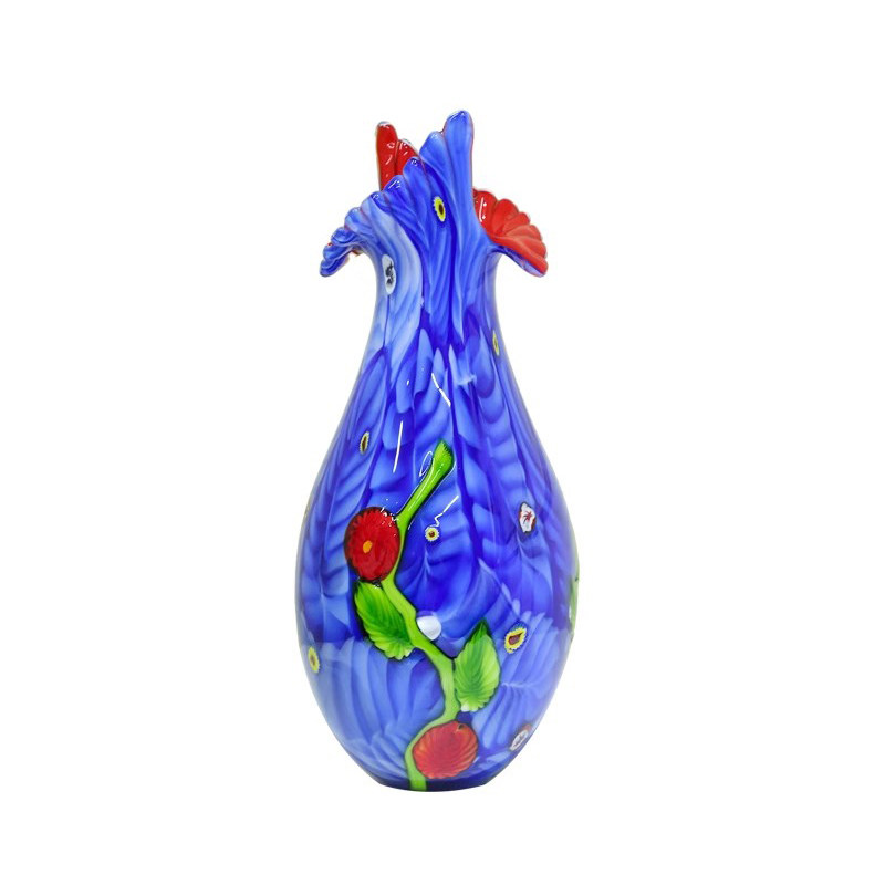多彩琉璃蓝色艺术花瓶摆件客厅酒店餐桌插花花器玄关软装饰品摆设