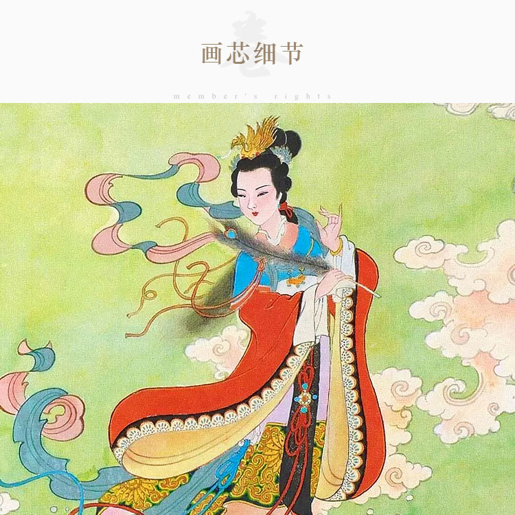洛神图 洛水女神宓妃画像 仙女神像画 中式复古装饰字画卷轴挂画
