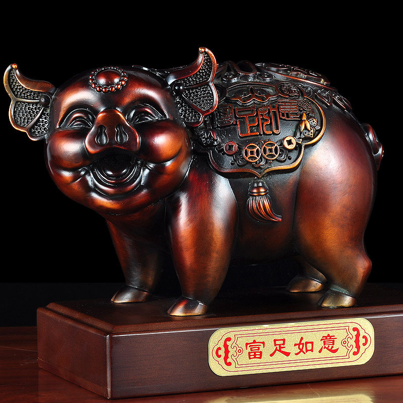 黄铜猪摆件招财创意可爱卧室家居客厅玄关酒柜装饰品办公室工艺品