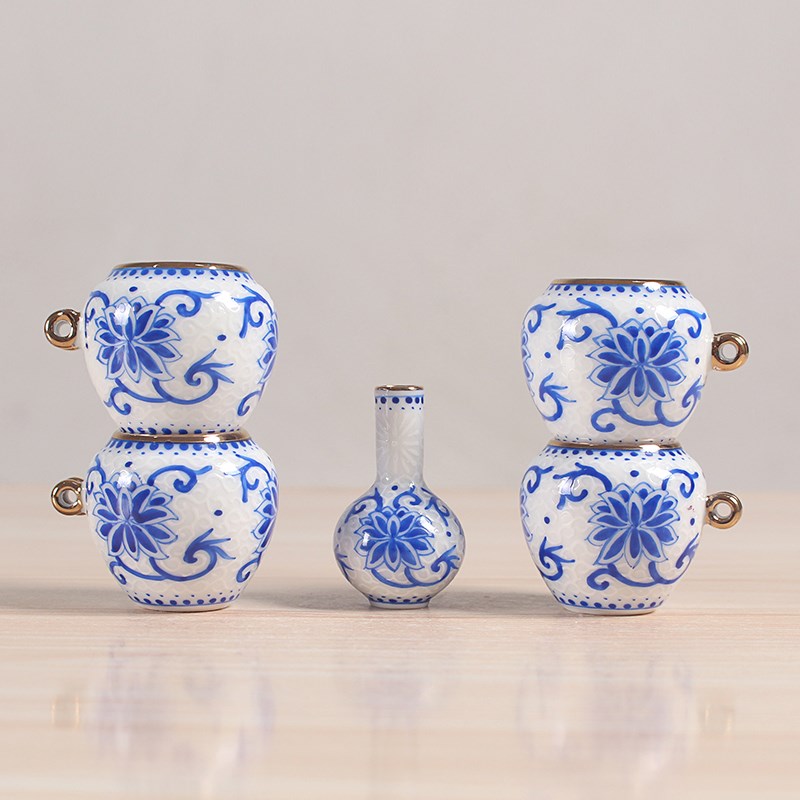 华胜堂 景德镇手绘粉彩描金丝白缠枝莲绣眼鸟食罐鸟杯 鸟笼配件