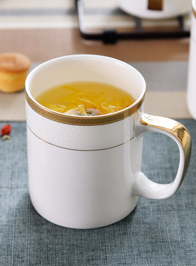 6个茶杯家用杯子杯架套装水杯咖啡杯待客骨瓷马克杯会议杯办公杯