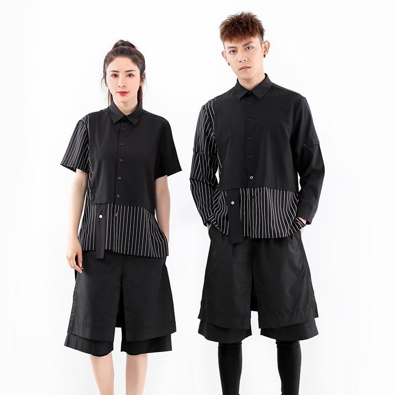 酒吧工作服秋冬时尚长袖KTV音乐餐吧小酒馆服务员工装定制logo