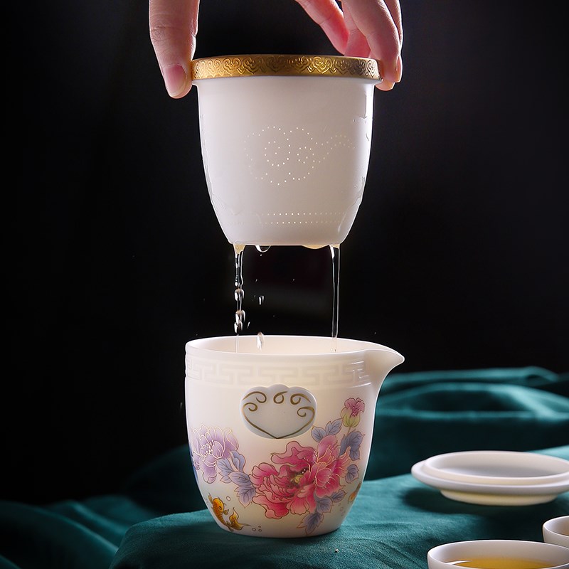 唐舍羊脂玉瓷户外旅行茶具套装便携家用一壶四杯白瓷快客杯泡茶壶