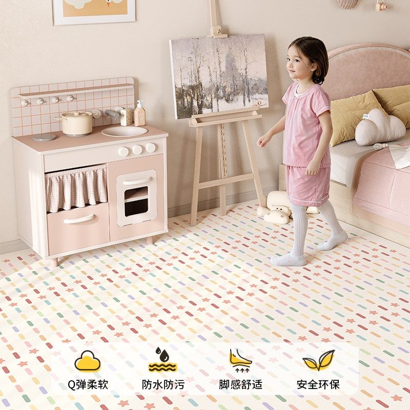 卡通客厅地毯防水可擦洗宝宝爬行垫加厚防摔地垫婴儿无毒无味pvc