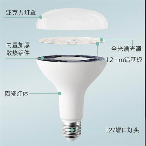 LED全光谱无频闪高显色3500K5000KE27B22护眼灯泡低压电灯泡