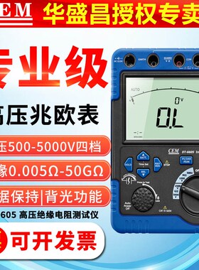 CEM高压绝缘电阻测试仪DT6605交直流电压绝缘表5000V兆欧表60G