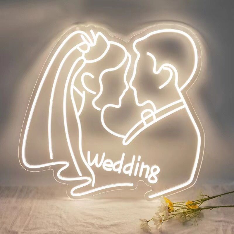 婚礼头像logo婚庆场景布置道具情侣剪影亚克力霓虹灯舞台装饰