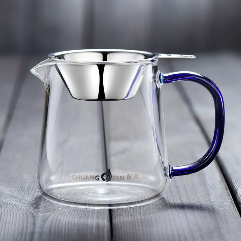 创典 玻璃公杯大号公道杯加厚滤茶杯带304不锈钢茶漏分茶器茶海