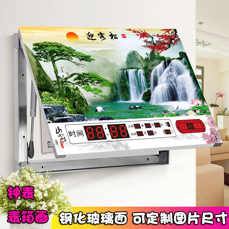 电表箱装饰画万年历配电箱带钟表掀盖液压电闸盒遮挡总开关挂画