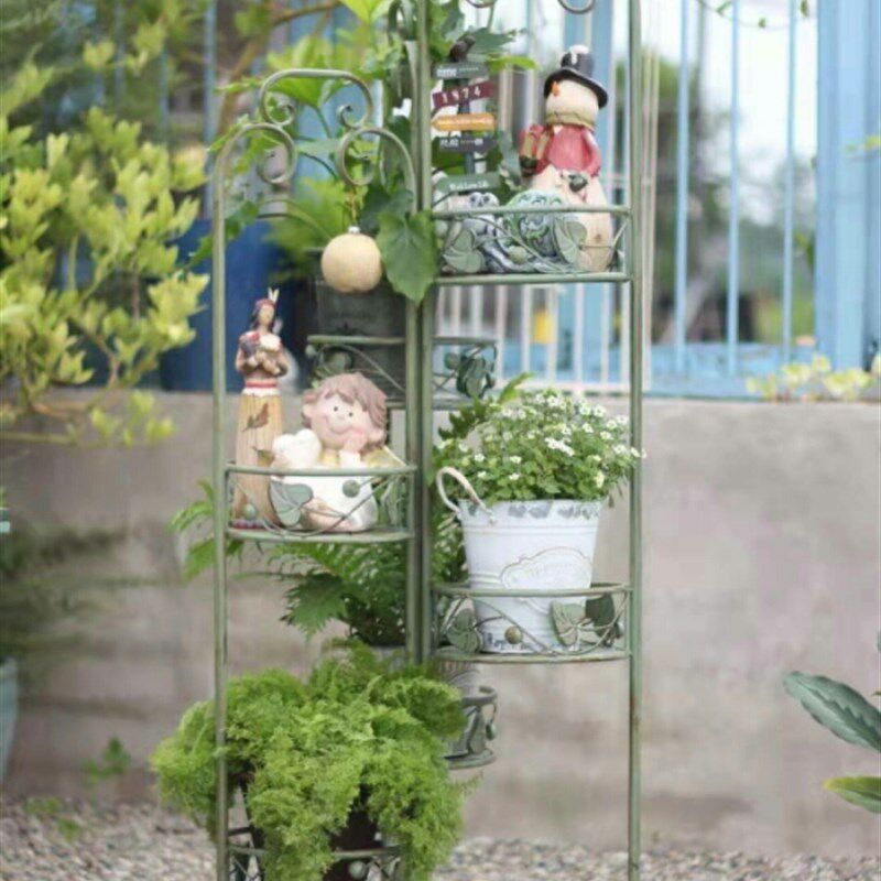 铁艺六篮折叠花架 阳台花园庭院多层植物架 复古做旧欧式风