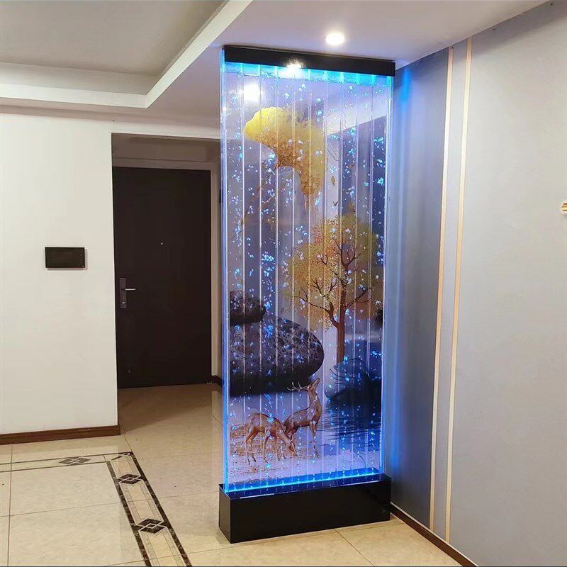 水幕字画款屏风隔断定制客餐厅玄关卫生间半墙水幕墙网红隔断屏风