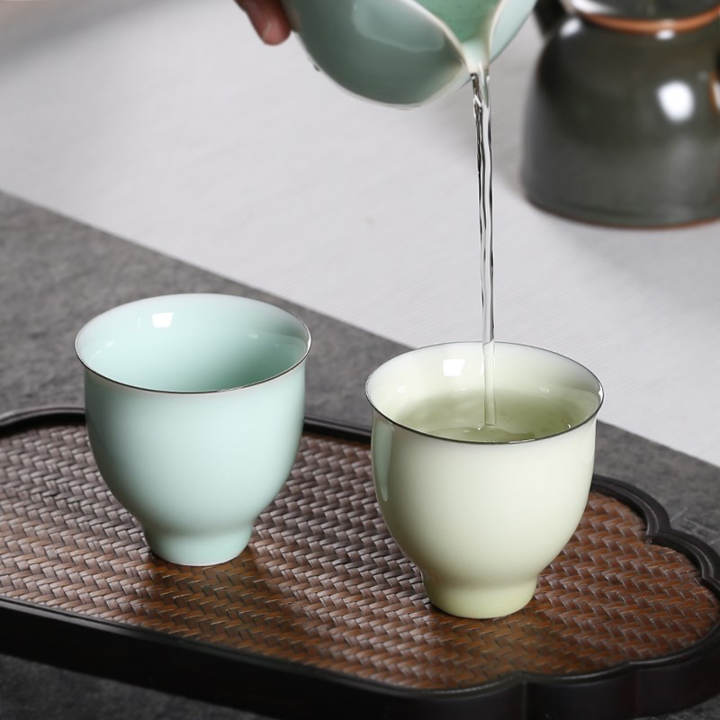 青瓷手工闻香杯品茗杯功夫茶具家用单个泡茶茶杯小茶碗陶瓷主人杯