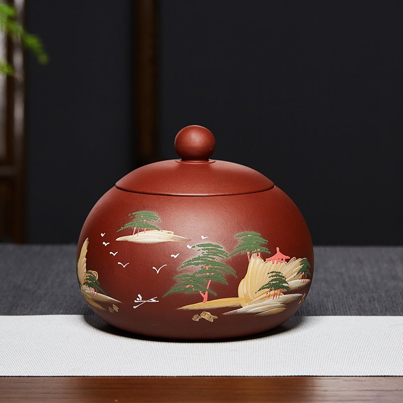宜兴紫砂茶叶罐紫泥茶罐小号存茶密封醒茶罐散茶普洱家用储茶罐子