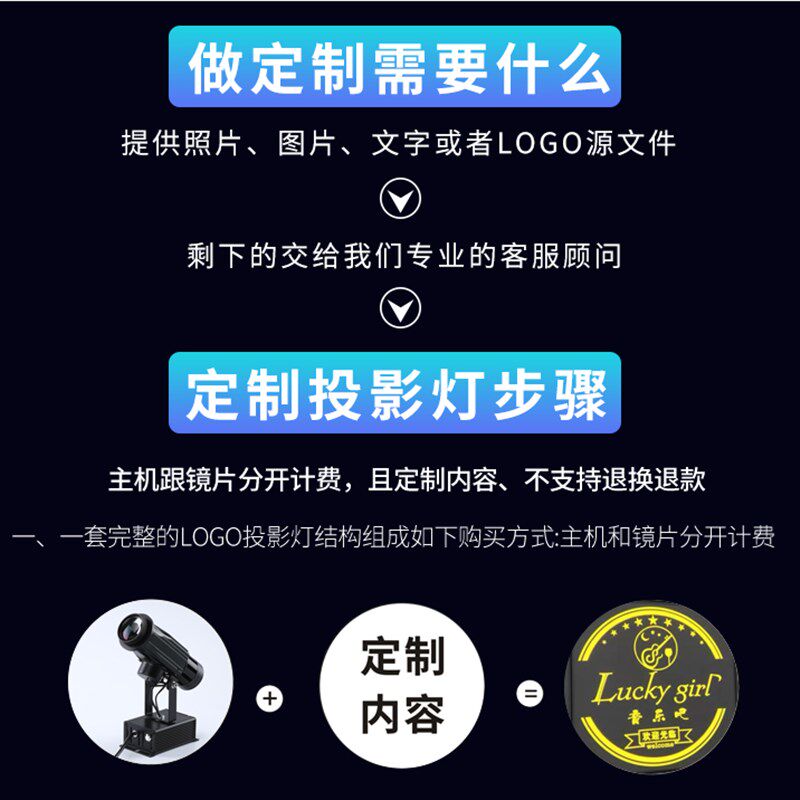 广告灯投影灯旋转文字LED地面射灯 门头招牌LOGO投射灯可客制防雨