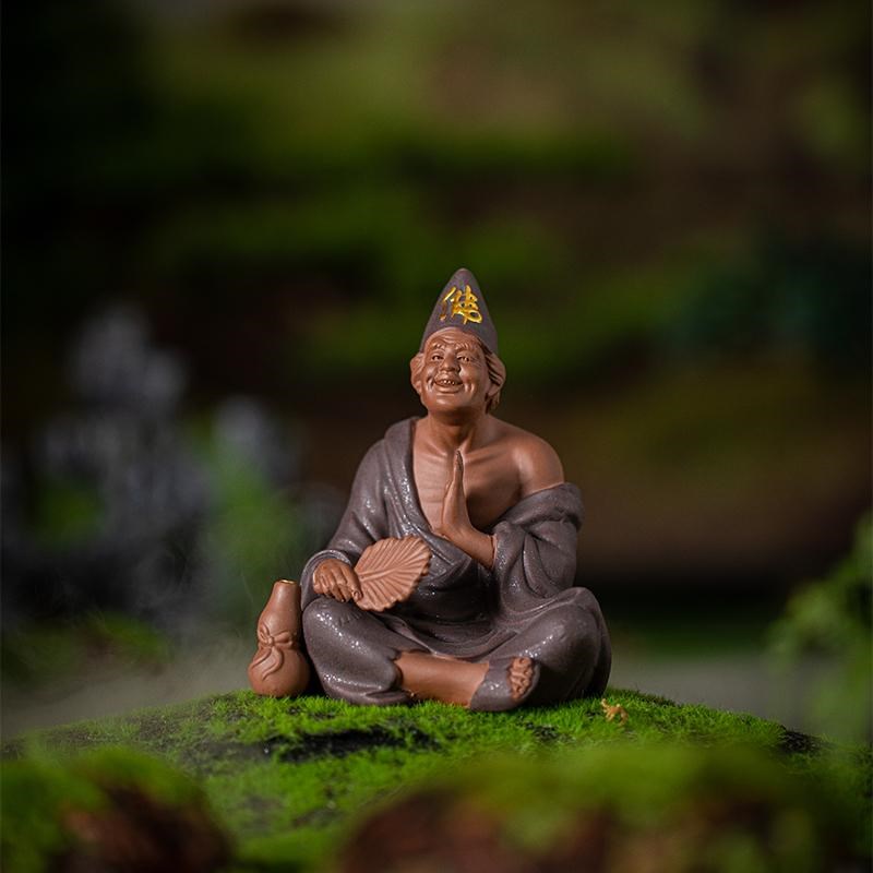 济公活佛陶瓷茶宠线香插摆件禅意人物家居茶室茶桌造景博古架装饰