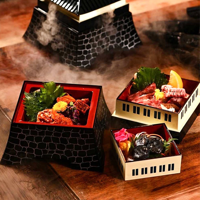 炭烧烤肉特色上菜盘和牛碟创意日料店日式料理海鲜烧盘子刺身拼盘