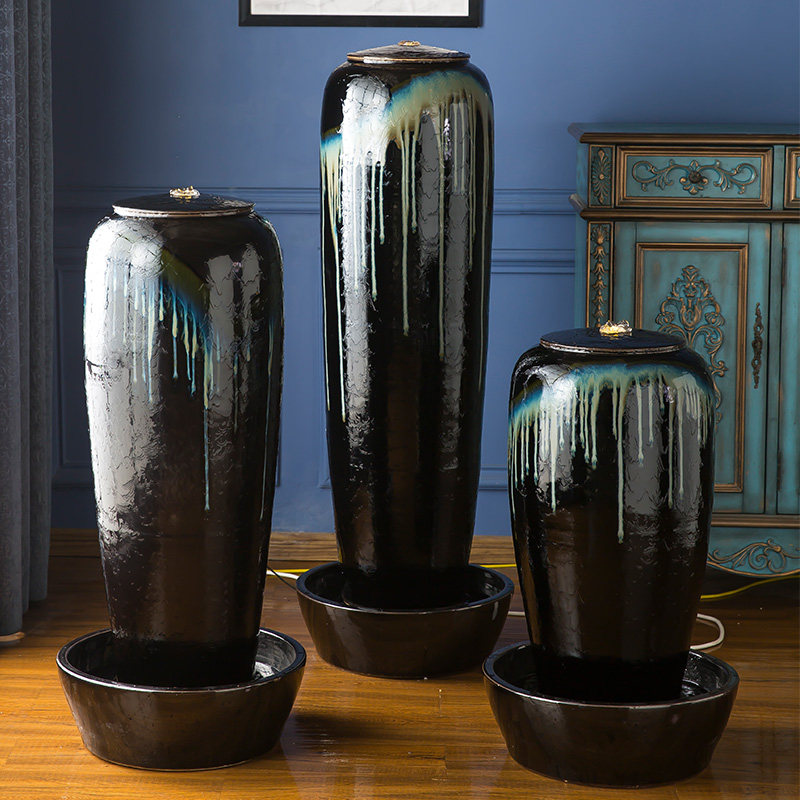 景德镇陶瓷器招财流水摆件创意喷泉循环加湿器家居办公室开业礼品