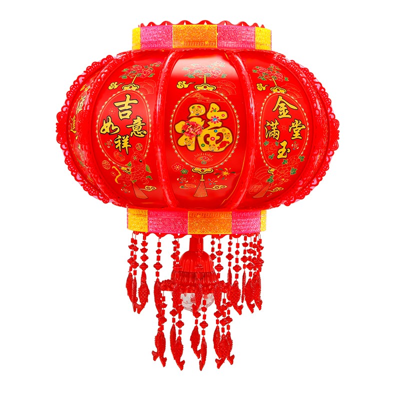 新年红灯笼七彩led旋转走马灯一对户外阳台大门口春节装饰吊灯