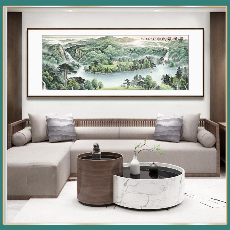聚宝福地国画山水画客厅办公室挂画聚宝盆招财客厅装饰画鸿运当头