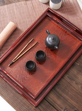 黑色托盘长方形超大塑料茶盘上菜餐盘高级餐饮商用盘子美容院专用