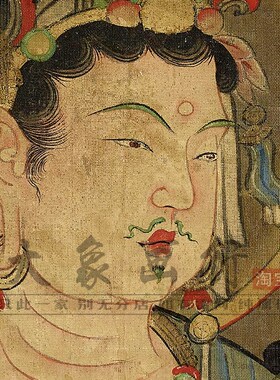 引路菩萨传统重彩人物画敦煌壁画临摹范本中式装饰画艺术绢布画心