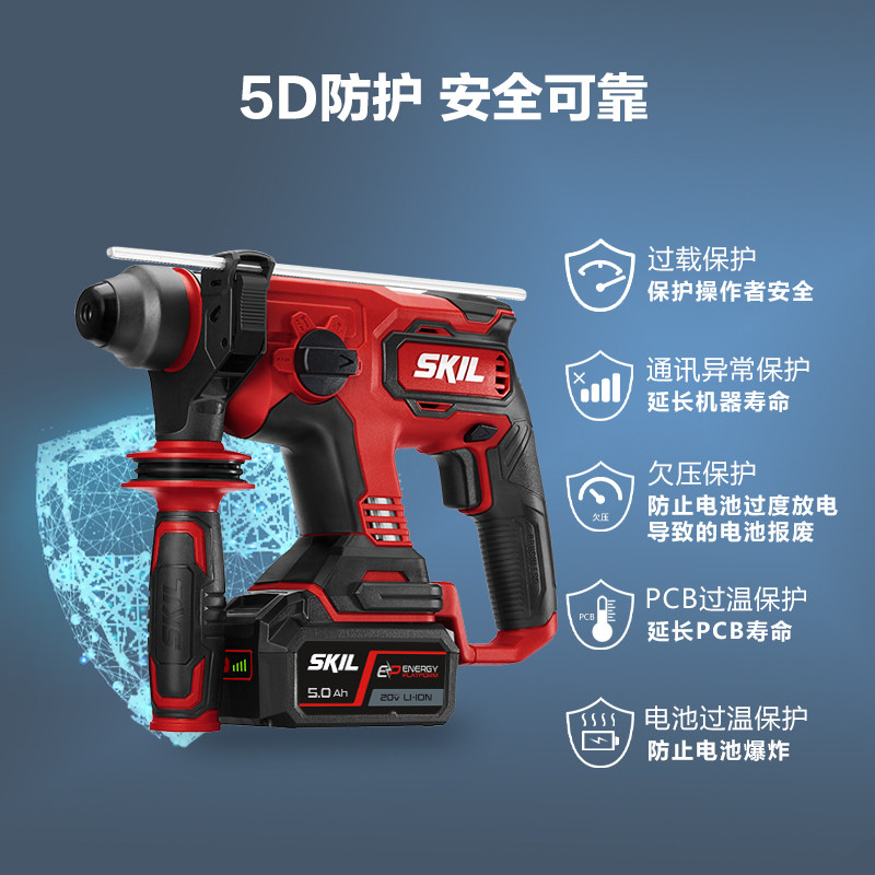 skil1704无刷充电电锤20v锂电冲击钻电镐无线电动工具锤钻磨组合
