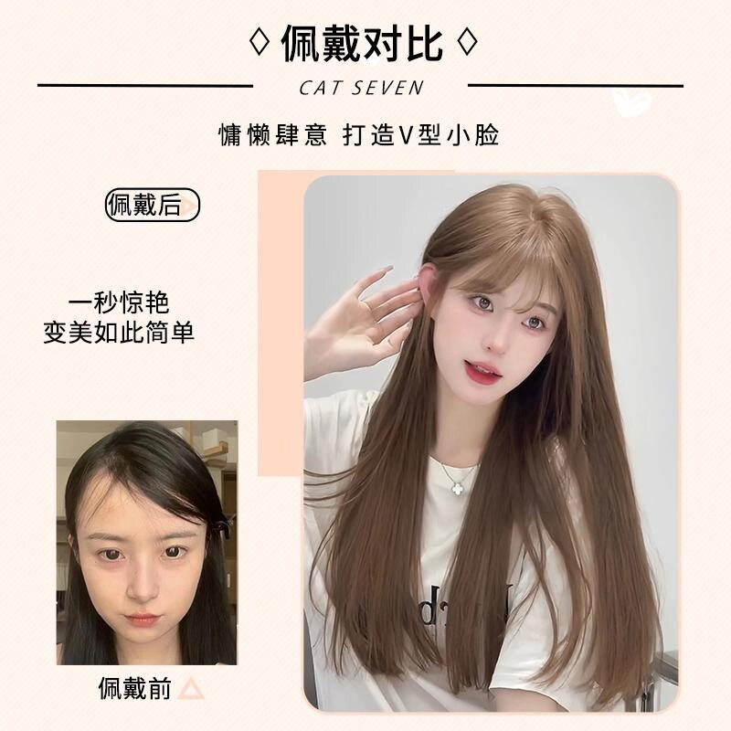 亚麻棕长直假发女款40