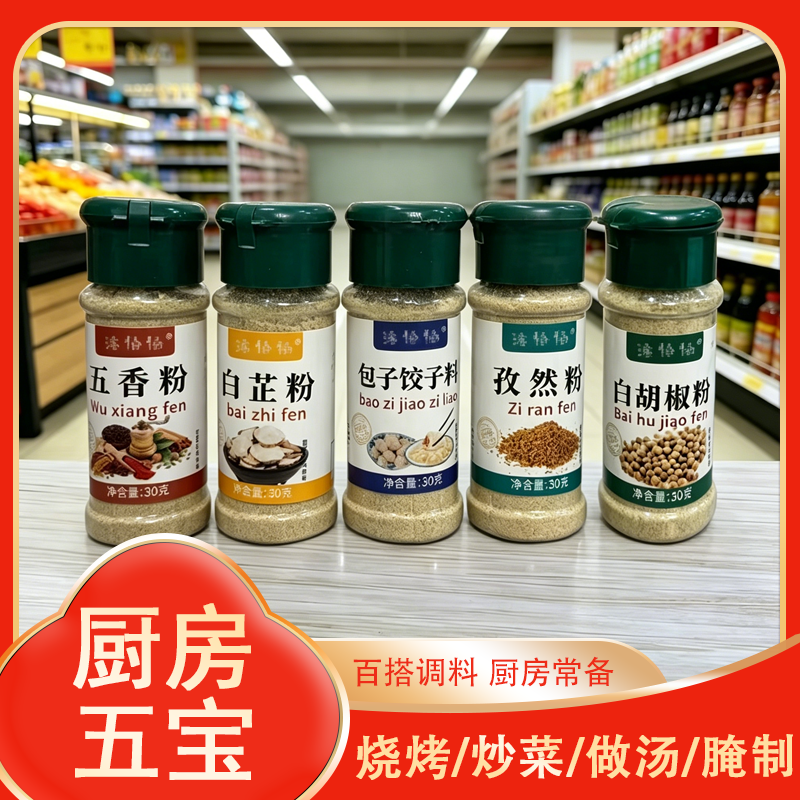 厨房五宝烧烤白胡椒孜然五香粉炒菜烧菜家用罐装调味料细腻