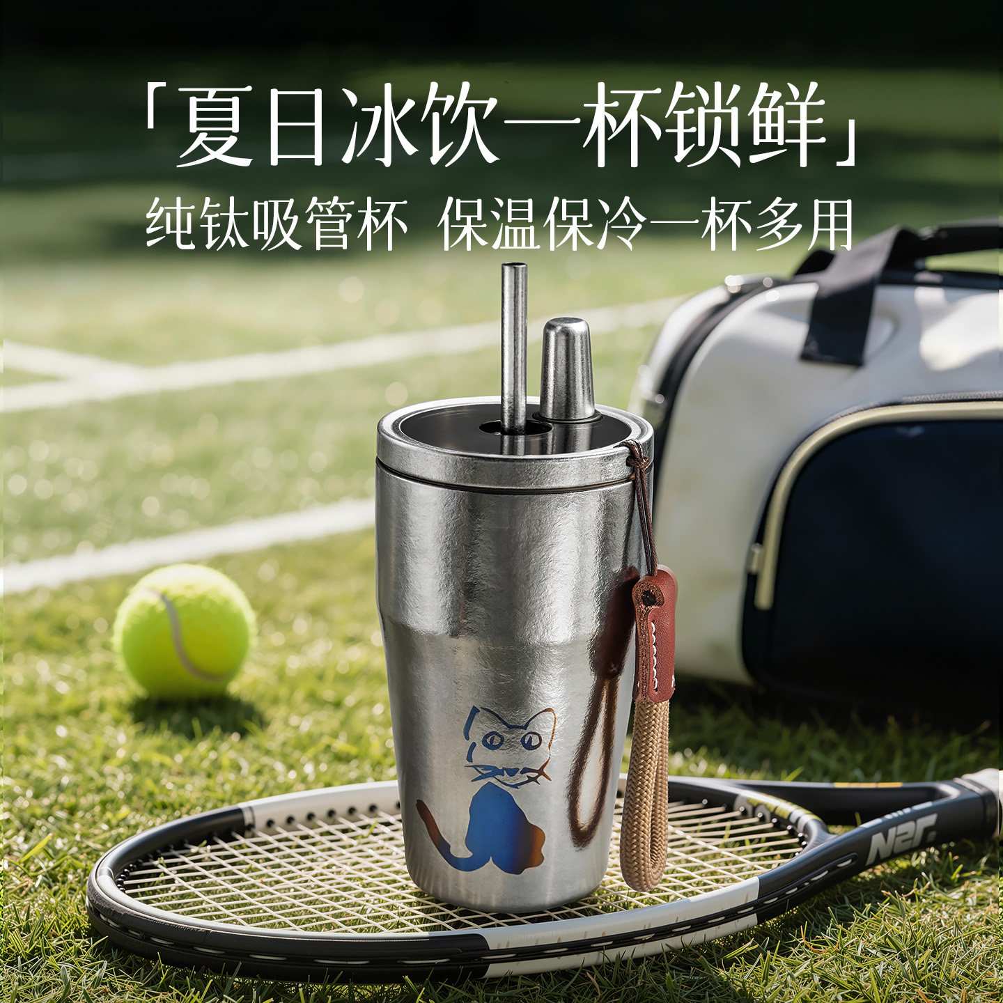 成事好物冯唐纯钛杯保温保冷防烫冰霸杯咖啡杯吸管杯车载水杯男女