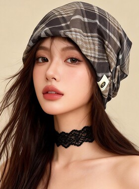 腰果花堆堆帽女2026夏季新款网纱轻薄显脸小包头巾帽复古百搭冷帽