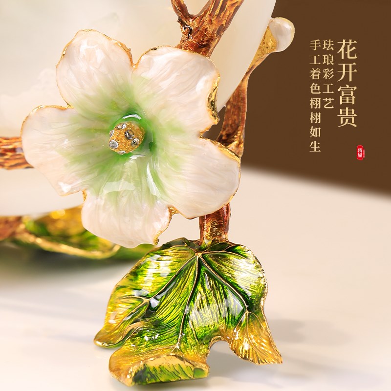 平安扣网红高档摆件客厅玄关酒柜装饰工艺品高端玉石入宅乔迁礼物
