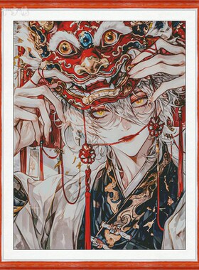 【带金属线】【ZZ5491-傩面】十字绣2024新款客厅国风竖版人玄关