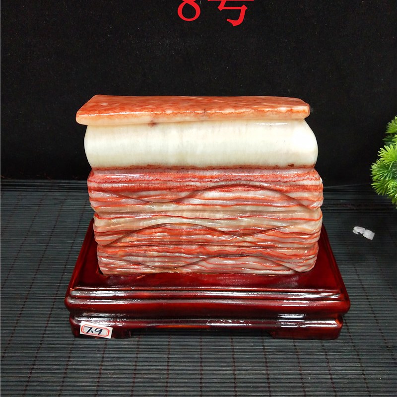 天然猪肉石红烧肉观赏摆件中式家居装饰 镇宅保平安石材