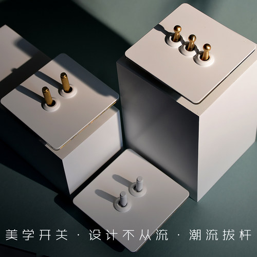 拨杆个性灯开关复古电源双开双控单联一位总控酒店开关面板超薄