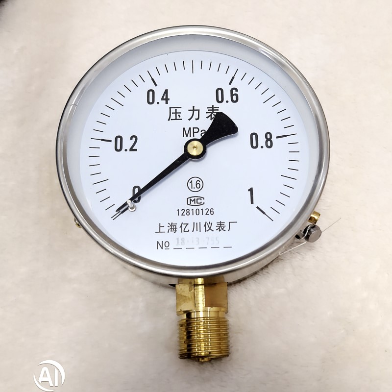 包邮不锈钢外壳压力表Y100水压表气压表0-0.6/1.6MPA真空表Y-100
