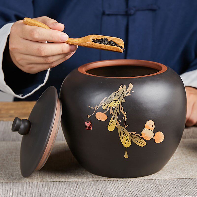 原食生活 云南建水紫陶储物罐罐子纯手工400克散茶醒茶罐储茶仓