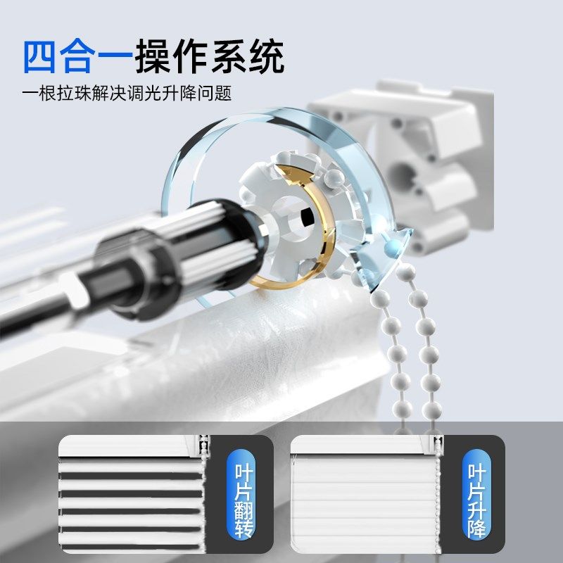 厨房百叶帘免打孔S型PVC防水防油遮阳防晒卫生间防水遮光窗帘电动