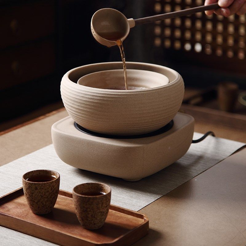 品陶堂电陶炉茶炉麦饭石陶瓷煮茶壶 煮茶器复古温茶器煮茶炉套装