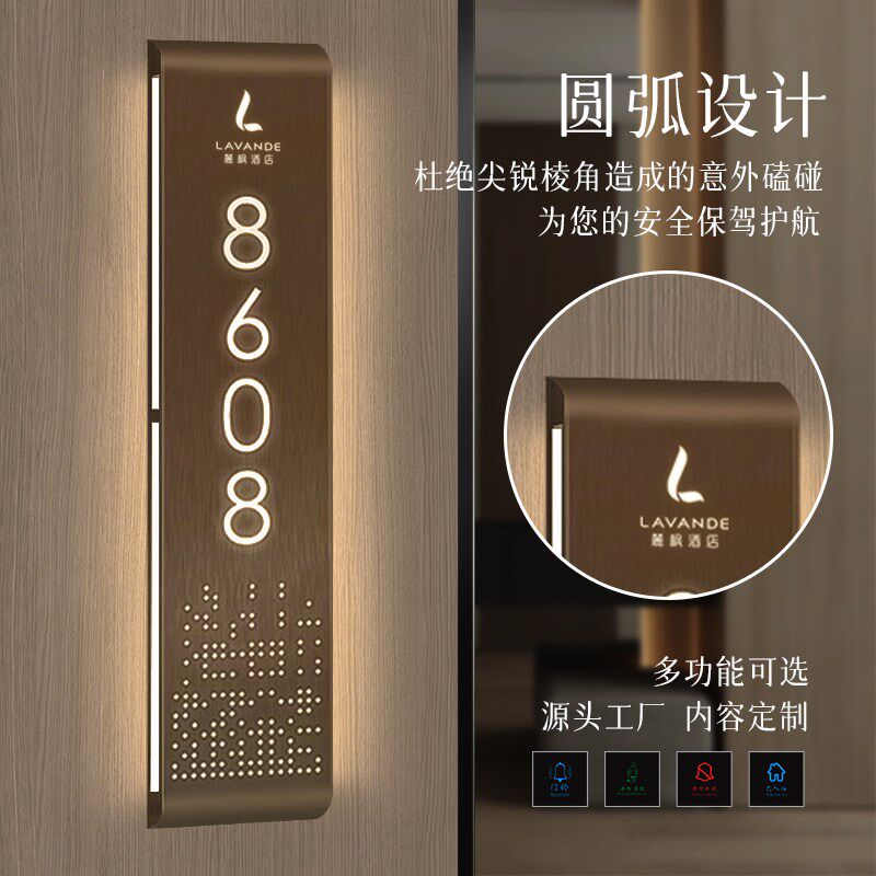 不锈钢发光门牌号美容店足浴公寓房间号牌定制酒店宾馆包厢号码牌