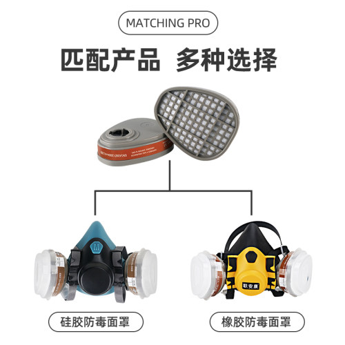 职安康601滤毒盒搭配620T/720T使用化工气体防毒面具防护面罩配件