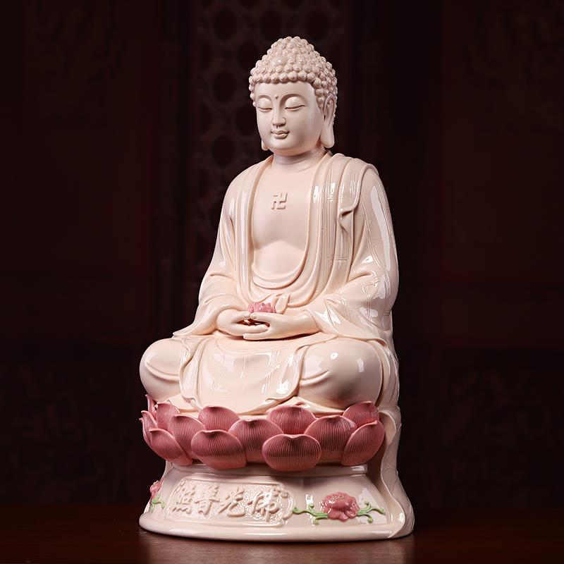 陶瓷佛像供奉摆件 戴玉堂释迦牟尼如来佛 中式风格白瓷药师佛