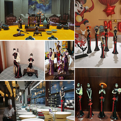 创意中式古典旗袍仕女摆件家居客厅家具饰品工艺品中国风美女人物